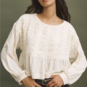 Pilcro Textured Baby Doll Top Size XS Ivory NWT